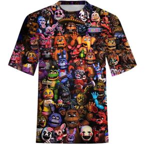 تي شيرت مطبوع ثلاثي الأبعاد للأولاد والبنات على الموضة برقبة دائرية in Kuwait