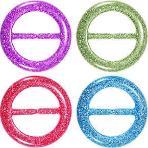 HESTYA 4 Pieces 80s Party Plastic Tee Shirt Clips Fashion Round Circle Scarf Tie Ring Clip for Women Girls Fashion Accessories with Assorted Colors