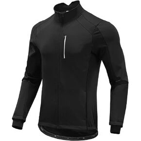 qualidyne Men's Winter Cycling Jacket Thermal Fleece Lined Bicycle Biking Jacket Cold Weather Windproof Softshell Windbreaker