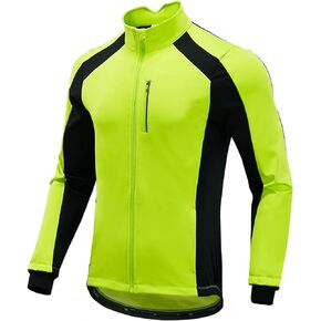 qualidyne Men's Winter Cycling Jacket Thermal Fleece Lined Bicycle Biking Jacket Cold Weather Windproof Softshell Windbreaker