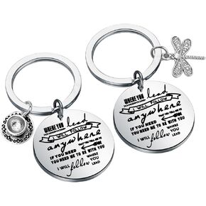 CENWA Mother Daughter Keychain Set Gifts Where You Lead I Will Follow Keychain Set Friendship Jewelry Gifts Gilmore Fans