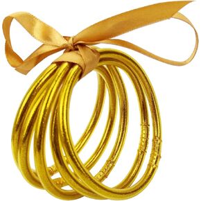 PLOJOP 10PCS Glitter Jelly Bangle Bracelet Set - Gold Sparkling Fashion Bangle Bracelet Jewelry - Lightweight Cute Bracelets for Women Girl in Kuwait