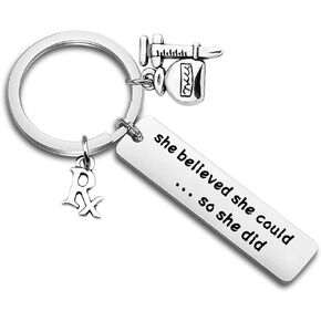 FUTOP Pharmacy Pharmacist Gift RX Jewelry She Believed She Could So She Did Keychain Pharmacist Graduation Gift