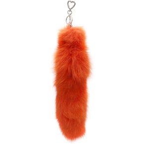 surell Genuine Fur Pom Fox Tail Keychain - Stylish Chic Bag Purse Charm - Fashion Fluffy Bag Accessory
