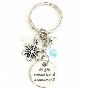 Hanalea Island Jewelry Co. Do You Wanna Build a Snowman Olaf, Anna and Elsa Frozen Silver Charm Keychain Accessories Gift for a Joyful Princess | Merchandise for Women