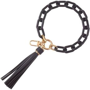WEWAYSMILE Wristlet Keychain for Women, Acrylic Chain Link Wristlet Keychain Boho Car Keychain with Leather Tassel