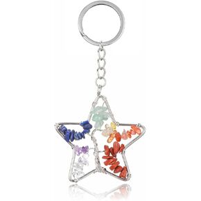 GEHECRST Chakra Crystal Heart Keychain for Women Handmade Tree Life Crystals Gemstone Car Keyring Gifts for Women Girls