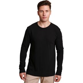 Cottonique Hypoallergenic Slub Crew Neck Long Sleeve for Men with Skin Allergies and Sensitive Skin