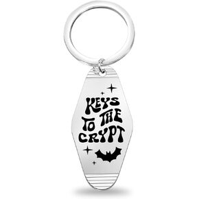 CENWA Keys to the Crypt Motel Keychain Halloween Party Gift Witchy Bats Spooky Motel Keychain Gift
