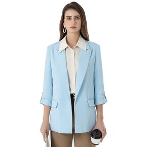 Beninos Womens Casual Long Blazers 3/4 Sleeve Open Front Blazer Jackets