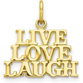 Solid 10k Yellow Gold Live Love Laugh Charm Pendant - 20mm x 16mm