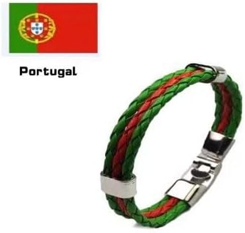 National Flag PU Leather Bracelet Colorful Woven Leather Bracelet For Men Women Fashion Lariat Bracelet Football Club Fans Flag (Portugal) in Saudi Arabia