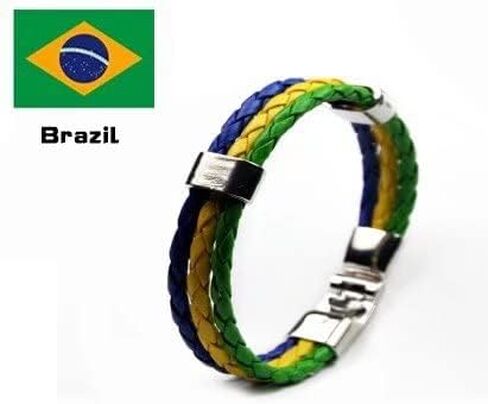 National Flag PU Leather Bracelet Colorful Woven Leather Bracelet For Men Women Fashion Lariat Bracelet Football Club Fans Flag (Portugal) in Saudi Arabia