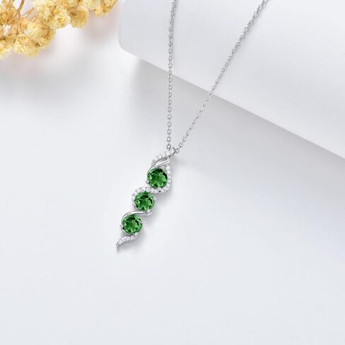 مجموعة مجوهرات Althum Emerald المتدلية من الفضة الإسترليني عيار 925 وأقراط متدلية من مجوهرات جوهرة مايو للنساء in Kuwait