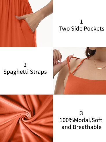 فستان نسائي من MCEDAR بأشرطة سباغيتي وظهر متقاطع فستان صيفي كاجوال للشاطئ مع جيوب in Kuwait