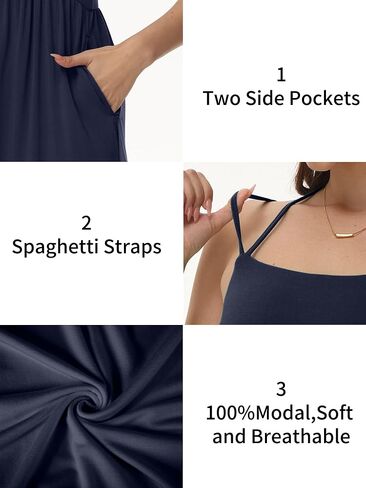 MCEDAR Women Spaghetti Straps Cross Back Sundress Casual Beach Mini Cover Up Dress with Pockets in Saudi Arabia