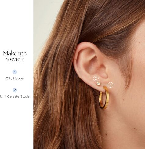 | Hypoallergenic Earrings | Mini Celeste Stud Earrings | Gold | Titanium Stud Earrings for Women | Gold Earrings Studs, Sensitive Ears, Trendy Womens Earring Set in Saudi Arabia