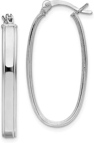 925 Sterling Silver Oval Hoop U Shape Earrings (29mm x 15mm) in Saudi Arabia