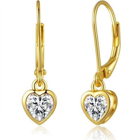 14K Gold Hoop Earrings Handpicked Leverback Cubic Zirconia Earrings Christmas Gifts in Saudi Arabia