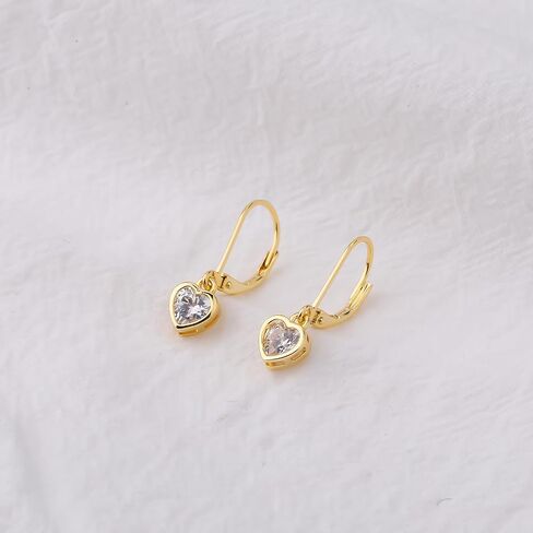 14K Gold Hoop Earrings Handpicked Leverback Cubic Zirconia Earrings Christmas Gifts in Saudi Arabia