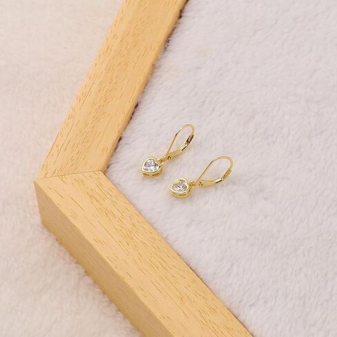 14K Gold Hoop Earrings Handpicked Leverback Cubic Zirconia Earrings Christmas Gifts in Saudi Arabia