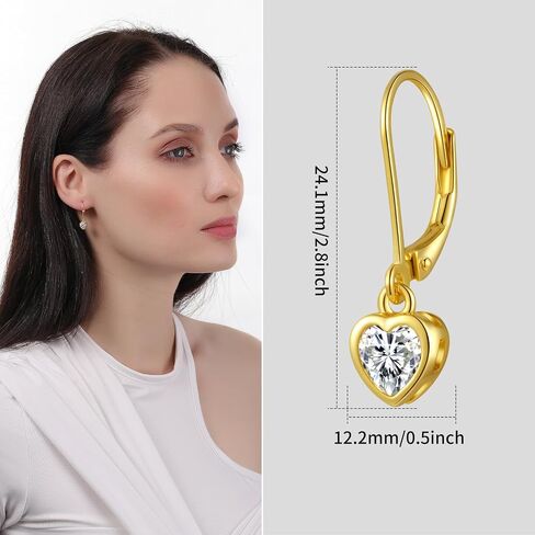 14K Gold Hoop Earrings Handpicked Leverback Cubic Zirconia Earrings Christmas Gifts in Saudi Arabia