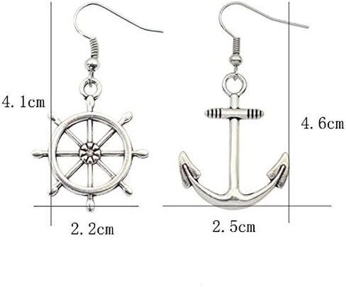 WLLAY Irregular Silver Nautical Anchor Rudder Earrings Personality Fashion Dangle Earrings in Saudi Arabia