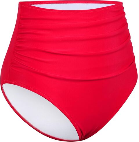 جزء سفلي بيكيني نسائي عالي الخصر من Firpearl تانكيني مكشكش ريترو، جزء سفلي للسباحة قصير للتحكم في البطن in Kuwait