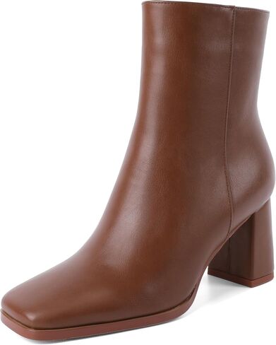 Womens Ankle Boots Chunky Heel Boots Ankle Booties Square Toe 3 Inch Side Zip Boots Fall Shoes US Size 5-13 in Saudi Arabia
