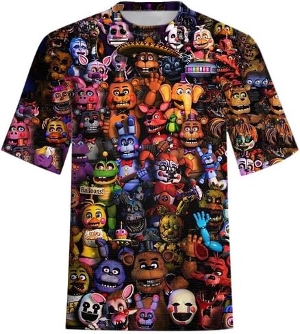 تي شيرت مطبوع ثلاثي الأبعاد للأولاد والبنات على الموضة برقبة دائرية in Kuwait