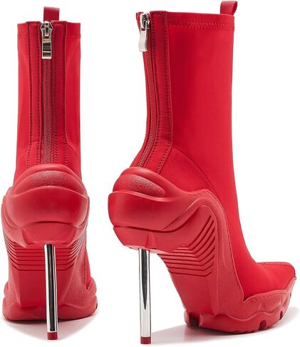 Women's Ankle Boots High Heel Boots for Women Stiletto Heel Boots Fashion Pointed Toe Ankle Booties for Women Womens Elastic Fabric 8cm Heel Pull-On High Heel Booties in Saudi Arabia