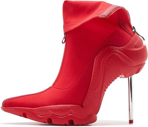 Women's Ankle Boots High Heel Boots for Women Stiletto Heel Boots Fashion Pointed Toe Ankle Booties for Women Womens Elastic Fabric 8cm Heel Pull-On High Heel Booties in Saudi Arabia