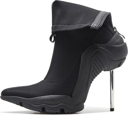 Women's Ankle Boots High Heel Boots for Women Stiletto Heel Boots Fashion Pointed Toe Ankle Booties for Women Womens Elastic Fabric 8cm Heel Pull-On High Heel Booties in Saudi Arabia