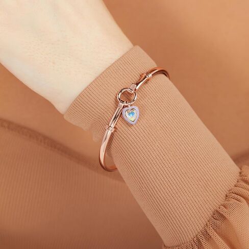 Alex and Ani AA737723SR,Crystal Heart and Epoxy Tension Bangle,Shiny Rose Gold,Blue, Bracelets in Saudi Arabia