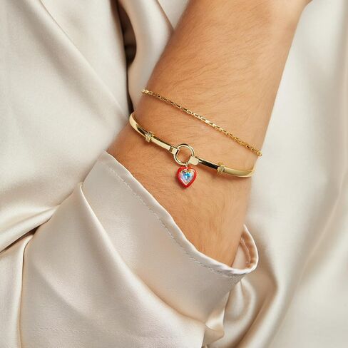 Alex and Ani AA737723SR,Crystal Heart and Epoxy Tension Bangle,Shiny Rose Gold,Blue, Bracelets in Saudi Arabia