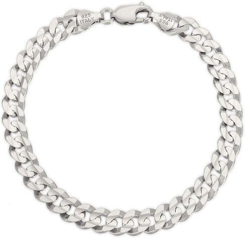 Savlano 925 Sterling Silver Curb Cuban Link Chain Bracelet for Men & Women - Made in Italy Comes With a Gift Box in Saudi Arabia
