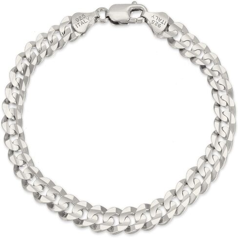 Savlano 925 Sterling Silver Curb Cuban Link Chain Bracelet for Men & Women - Made in Italy Comes With a Gift Box in Saudi Arabia
