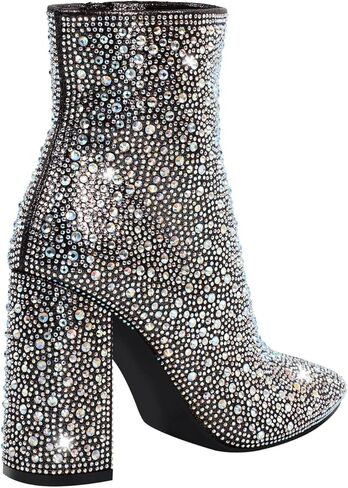 حذاء LISHAN نسائي بسحاب عند الأصابع ومقدمة مدببة مرصعة بأحجار الراين وكعب عالٍ in Kuwait