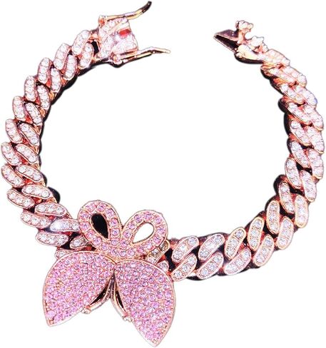 Butterfly Cuban Bracelet Cuban Link Bracelets Pave Iced Out Crystal Bling Butterfly Bracelets Gold Silver Color CZ Butterfly Bracelet Bangle for Women Girl Hip Hop Rapper Jewelry in Saudi Arabia