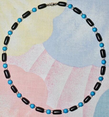 Native Treasure - 18" Black and Blue Wood Coco Bead Necklace - 5mm (3/16") in Saudi Arabia