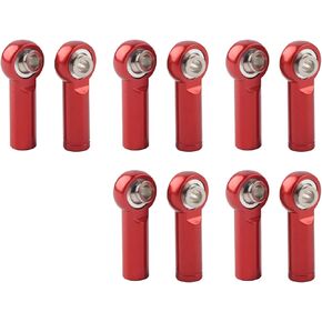 RC Tie Rod End, Aluminium Alloy Tie Rod End 10Pcs Tie Push Link Rod Joint, Rc Car Accessory M4 Positive Negative Thread for Toy Model 1/10 Model RC Car(red)
