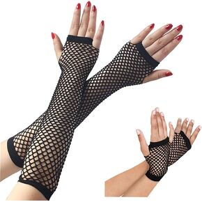YgneeDom 13 Styles 80s Fishnet Gloves for Women and Girls in Theme Party Costume Accessories