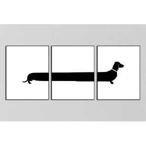 Dachshund Wall Art Set of 3 Black and White Dachshund Memorial Gifts Minimalist Art New Puppy Gift Original Dachshund Gifts for Dog Lovers 8 x 10 Inches Shimmer Art Paper Unframed