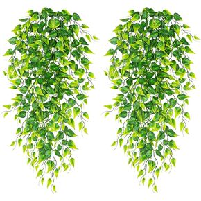 نباتات معلقة وهمية نباتات اللبلاب الكرمة الاصطناعية الخضراء المعلقة لحفلات الزفاف وغرفة المنزل والفناء الداخلي والخارجي ورف المنزل وديكور المكتب in Kuwait