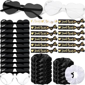 12 Sets Bachelorette Party Decorations Bachelorette Sunglasses Satin Bridesmaid Scrunchies Wristbands for Bridesmaids