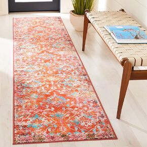 SAFAVIEH Riviera Collection Runner Rug - 2'2" x 9', Navy & Light Blue, Floral Design, Non-Shedding Machine Washable & Slip Resistant Ideal for High Traffic Areas in Living Room, Bedroom (RIV117N) in Saudi Arabia