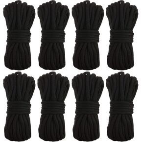 8 Pack 32 Feet Black Soft Cotton Ropes 16 Strand 1/4 Inch (7mm) Thick Twisted Cotton Rope, Skin-Friendly Black Ropes for Binding, Hanging, Decorating, DIY Crafts in Saudi Arabia