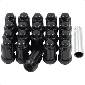 Wheel Accessories Parts 20 Pcs 7/16" Thread Car Spline 1.38" Long Lug Nut Black Spline Fits Many Classic Chevrolet, Buick, GMC, Pontiac Vehicles