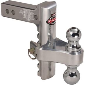 TRIMAX TRZ8ALRP 8" Aluminum Adjustable Hitch with Dual Hitch Ball and Receiver Adjustment Pin, Silver