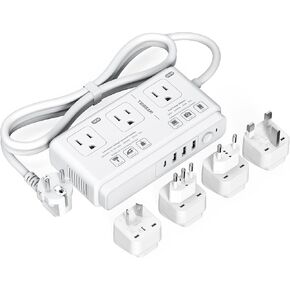 220V to 110V Voltage Converter, TESSAN 2000W Universal Travel Adapter with 4 USB Ports (1 USB C), 3 AC Sockets and EU/UK/AU/IT Plug Power Adaptor, Step Down Transformer for Hair Dryer Curling Iron